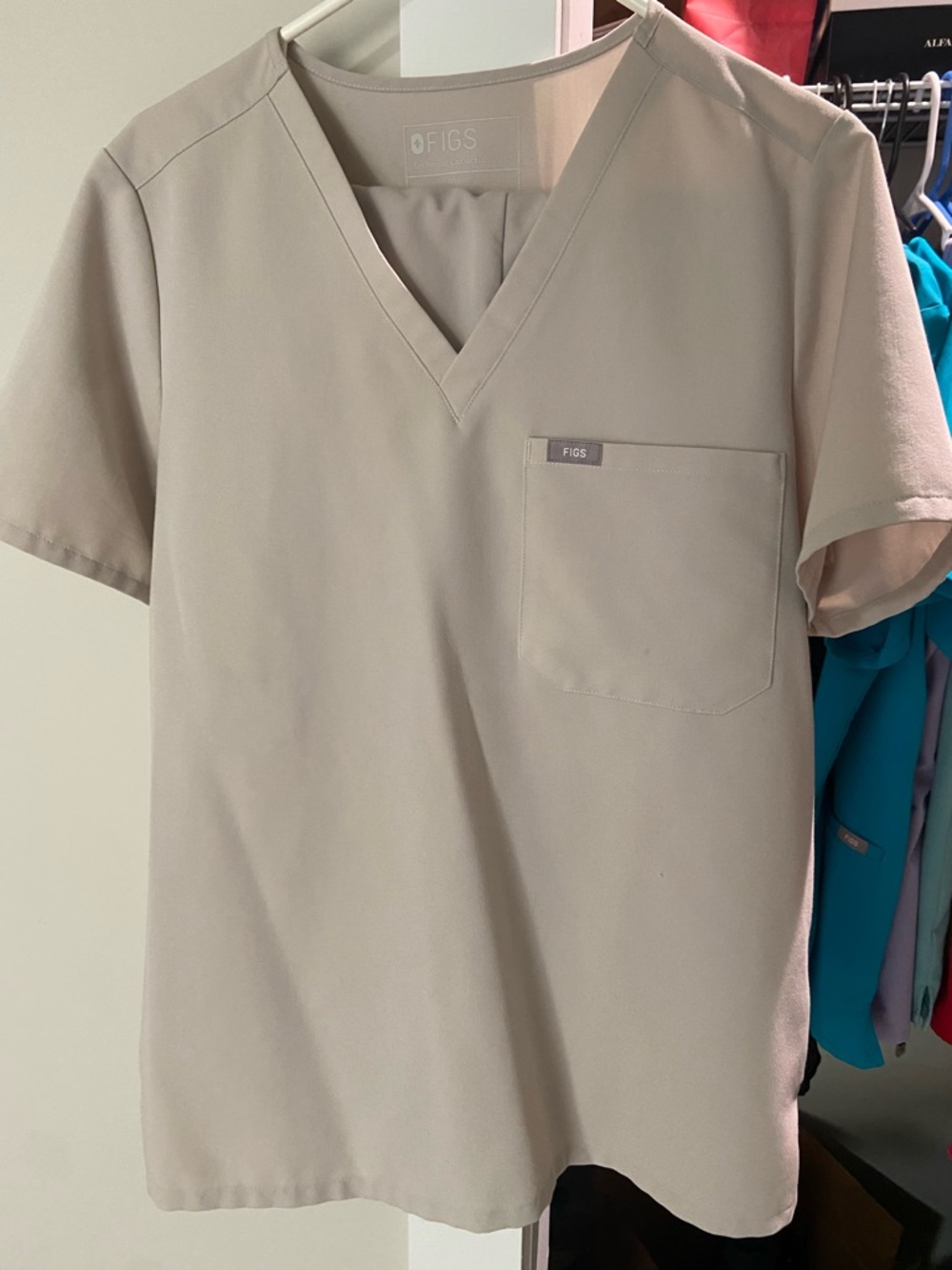 FIGS V-Neck Scrub Top - Beige